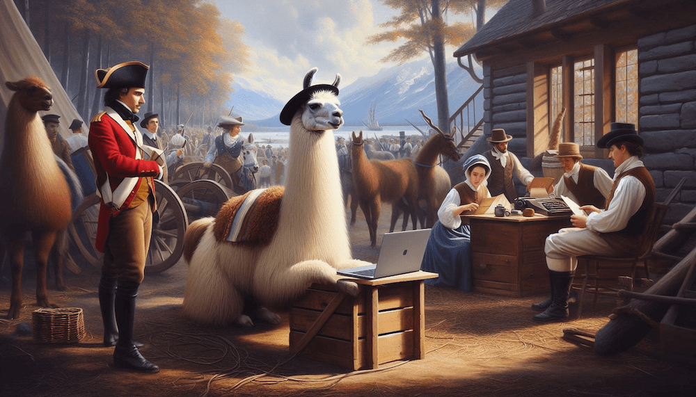 Un llama qui travaille sur un ordinateur