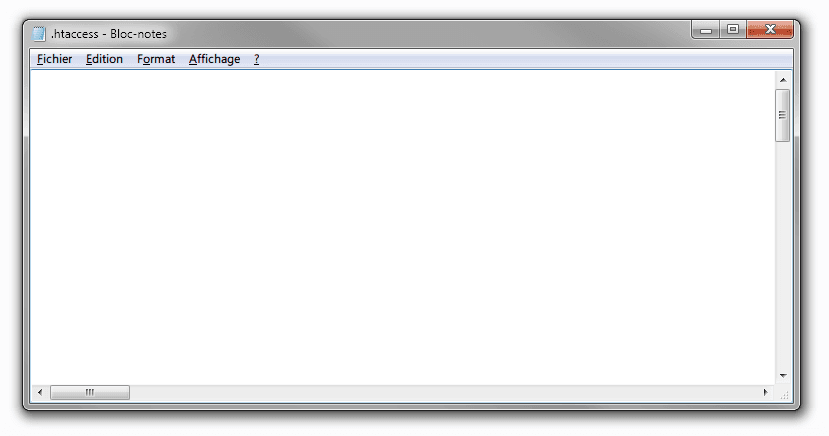 Aperçu du .htaccess dans Notepad, sur Windows