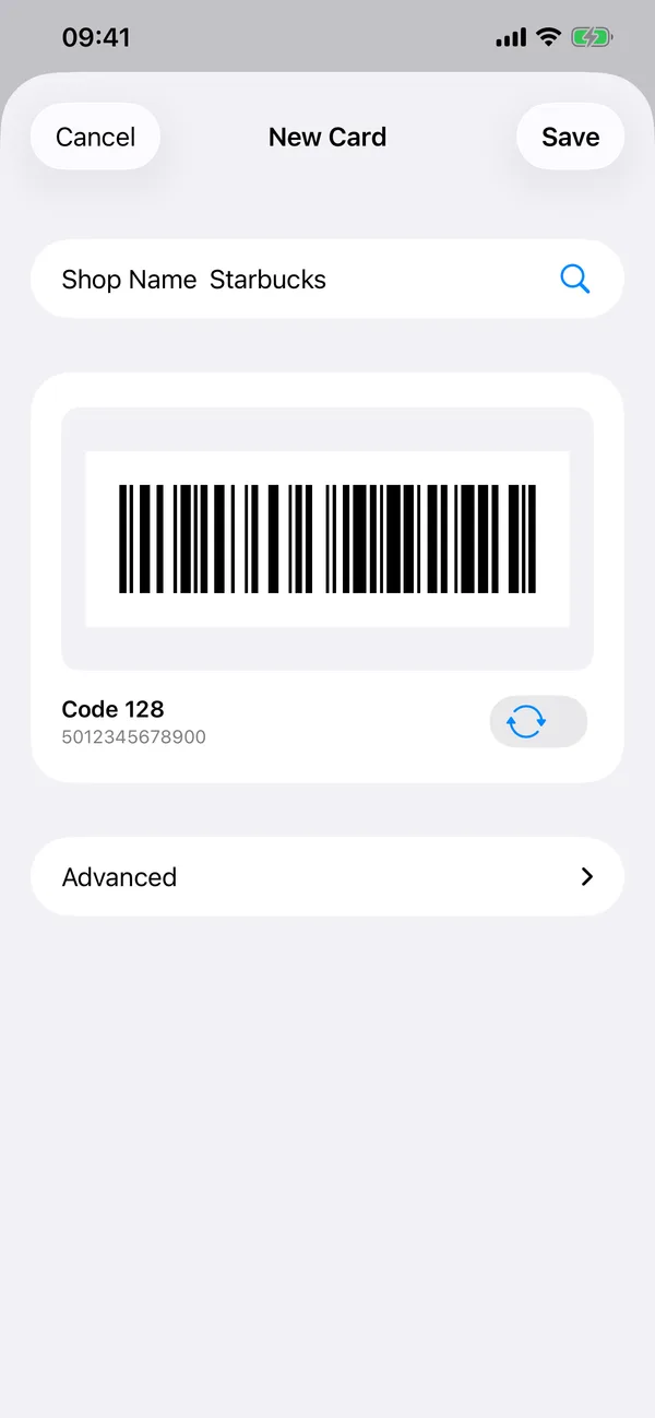 Adding a new card in Cartable, by barcode
