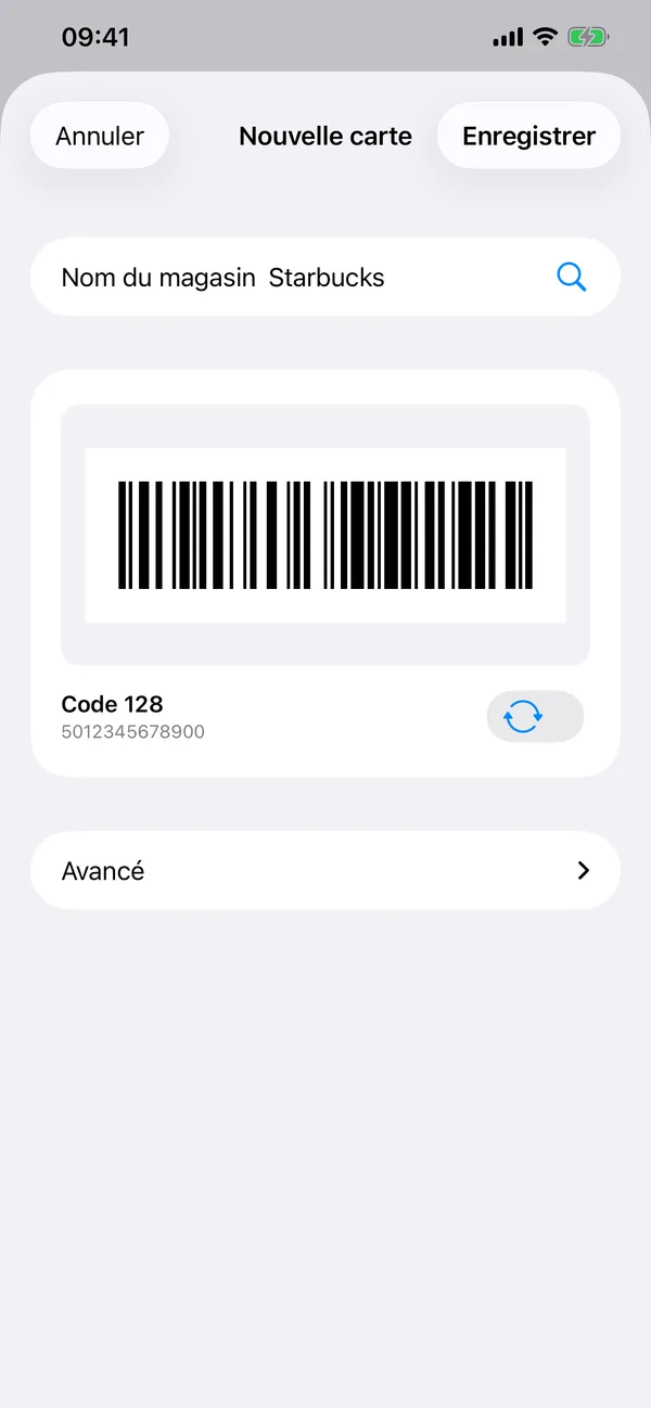 Ajout d'une nouvelle carte dans Cartable, par code-barres