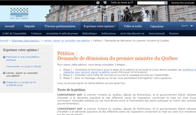 Pétition de démission de Jean Charest