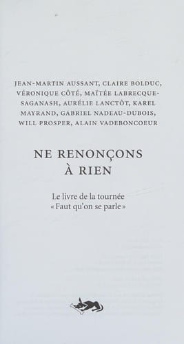 Couverture de Ne renonçons à rien